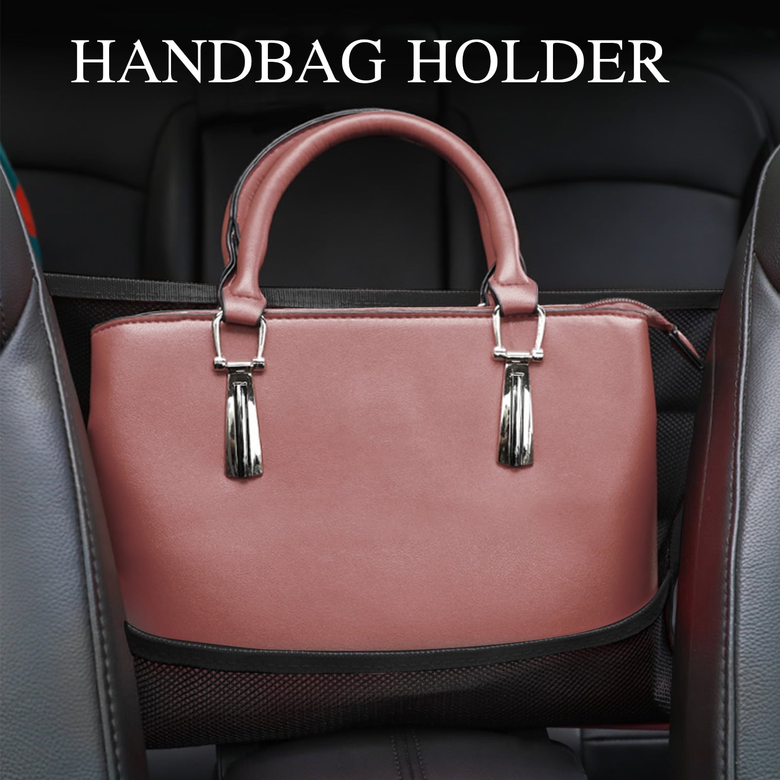 Homelove Car Net Pocket Handbag Holder,Car Backseat Organizer,Car Mesh Organizer,Seat Storage Net Bag,Seat Back Net Bag for Purse,Handbag,Phone and Documents Storage,Driver Storage Netting Pouch Black