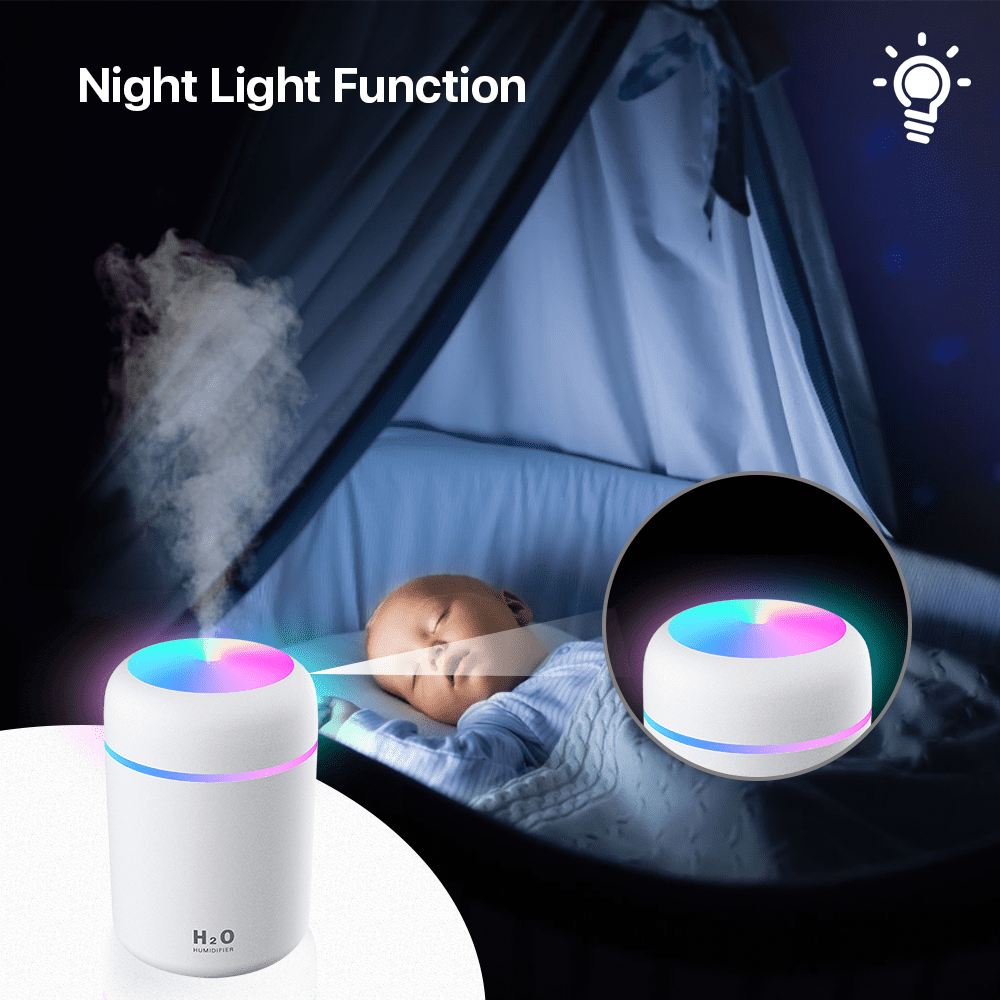 BCOOSS Cool Mist Humidifier for Room Home Baby Air Pure Vaporizer Steam Liquid with Humidifier Filter for Bedroom,White