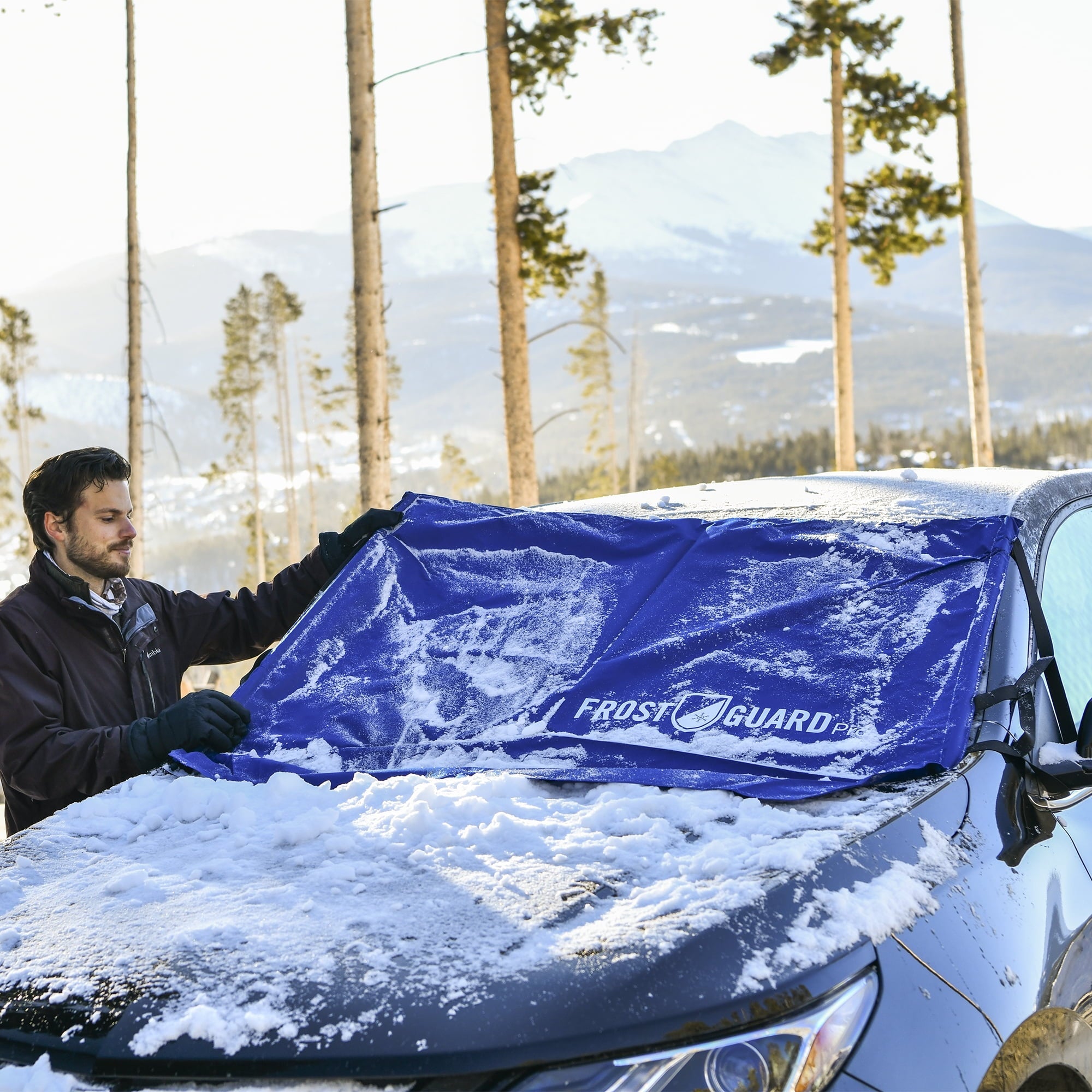 FrostGuard Pro Automotive Winter Windshield Cover - Standard Size in Indigo for Cars and Smaller SUVs - Shades