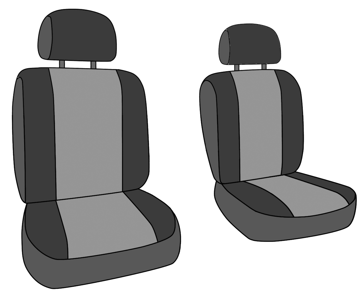 CalTrend Front NeoSupreme Seat Covers for 2014-2020 Chevy/GMC Tahoe|Sierra|Silverado|Suburban 1500-3500 - CV524-08NN Lt Grey Insert with Black Trim