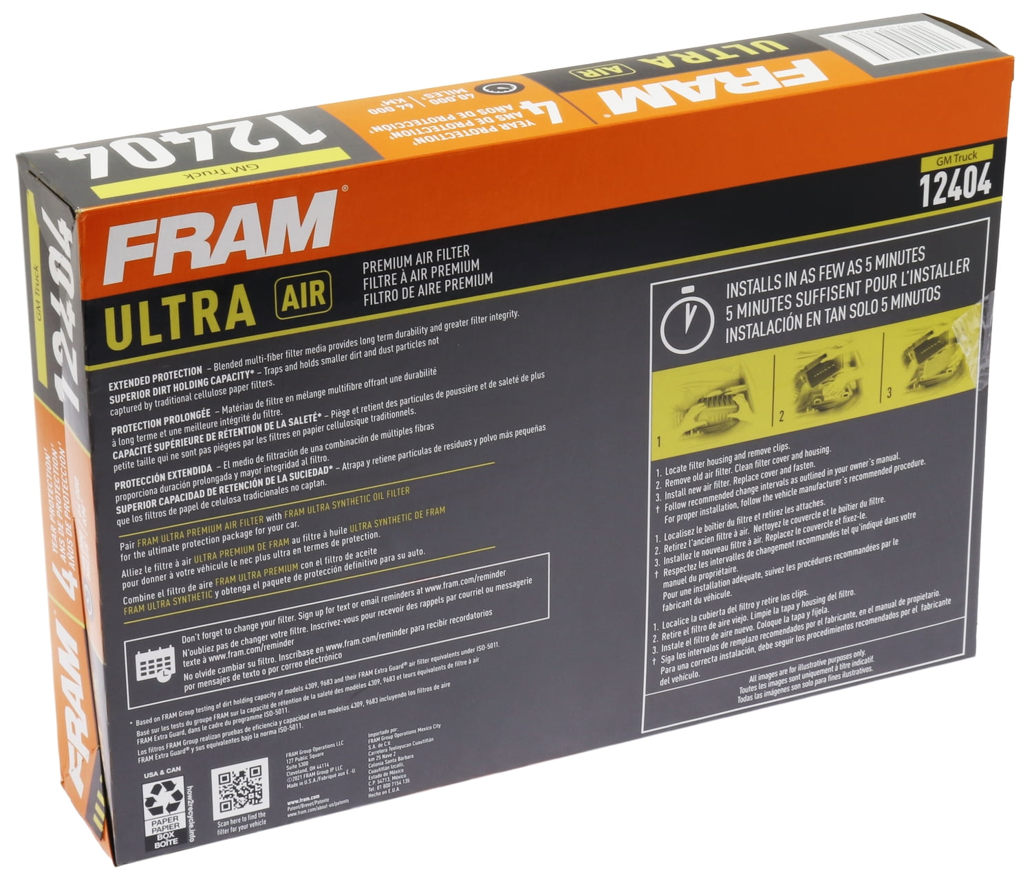 FRAM Ultra Air, XGA12404, Premium Engine Air Filter for Select Cadillac, Chevrolet and GMC Vehicles Fits select: 2019-2023 CHEVROLET SILVERADO, 2021-2023 CHEVROLET TAHOE