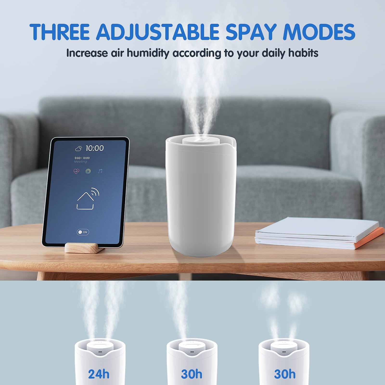 MASBRILL Humidifiers for Bedroom, 2.5L Cool Mist Humidifier for Baby, Small Air Humidifier, White