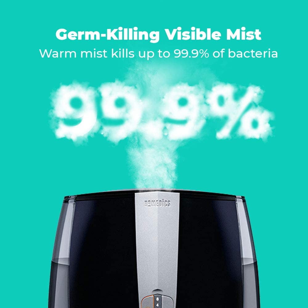 Homedics Total Comfort Plus Ultrasonic Humidifier, 5.3L Water Tank with Warm and Cool Mist with Auto Shutoff, 547 sq./ ft. Coverage Area