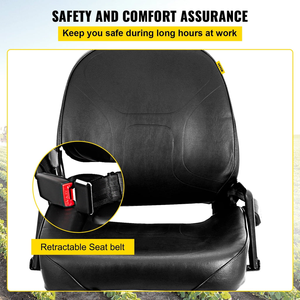 VEVORbrand Universal Forklift Seat Komatsu Style Forklift Seat with Retractable Seat Belt Excavator Seat