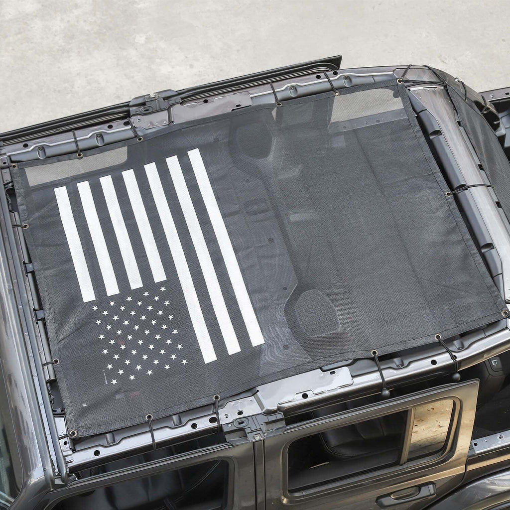 CheroCar Sunshade Bikini Top Mesh Sun Shade for Jeep Wrangler JL JLU 4-Door 2018-2022, Black