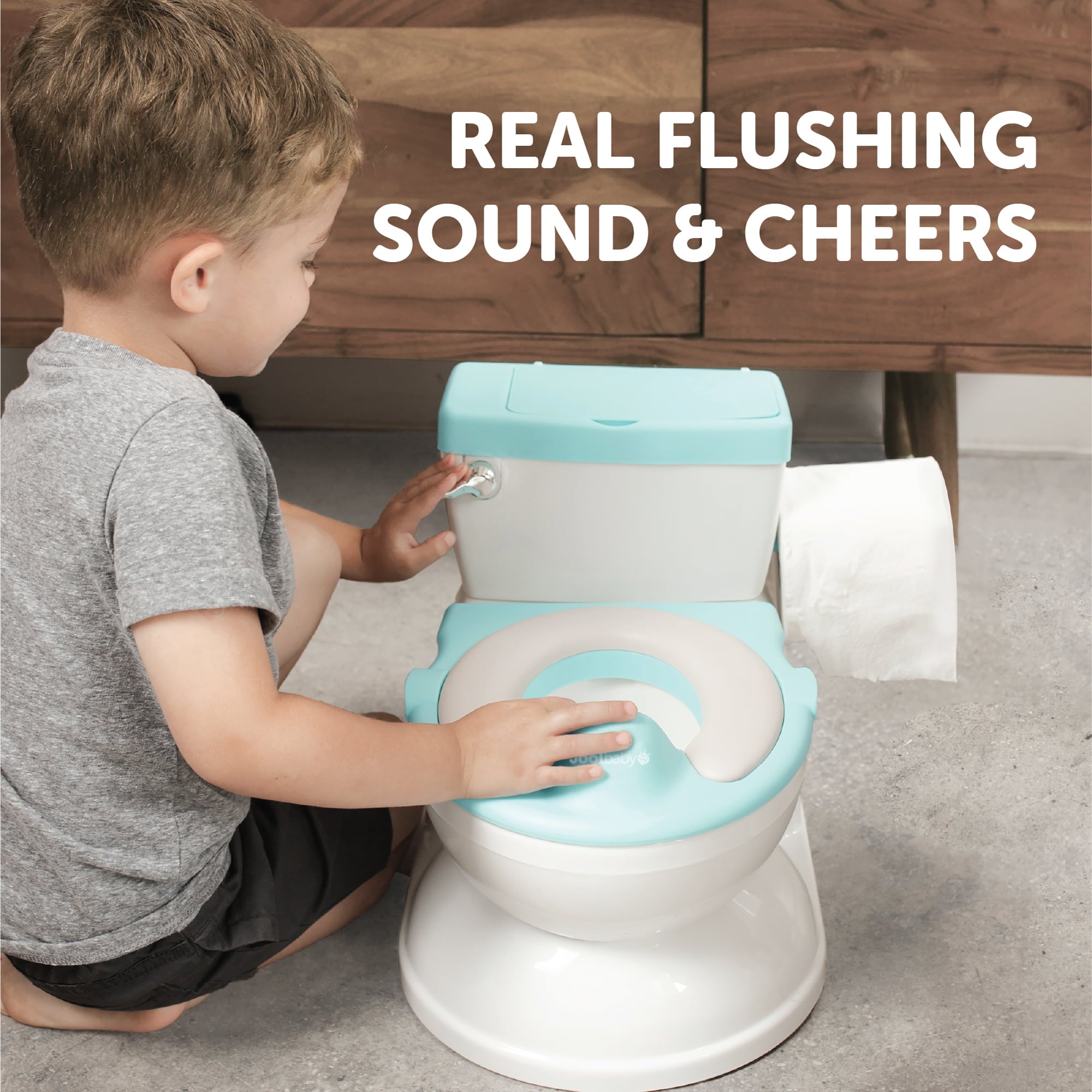 Real Feel Potty - Virtual Flushing & Cheering Sounds, Disposable Liners & Removable Seat for Independent Use - by Jool Baby