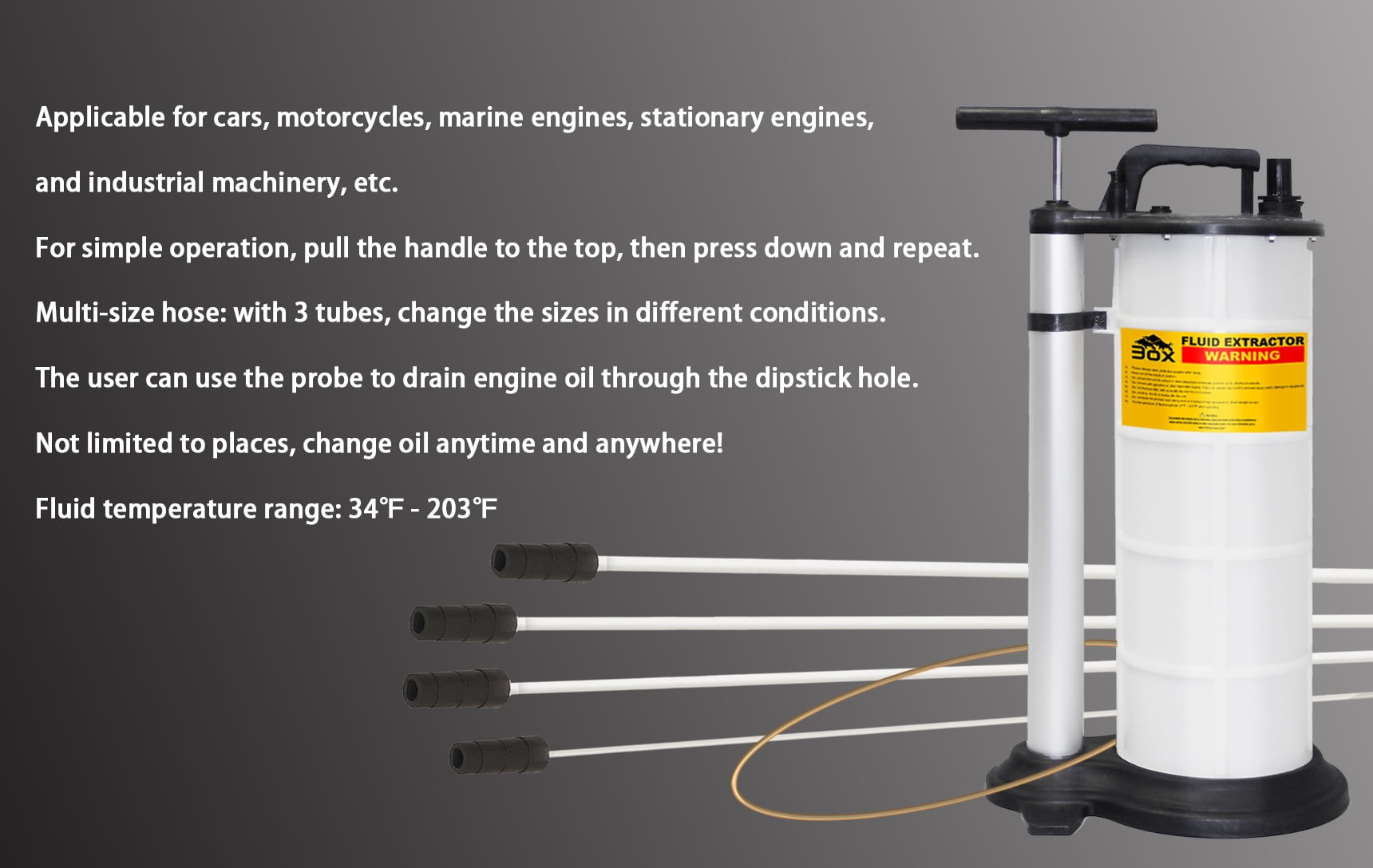 3ox 9 Liter Fluid Extractor for Oil Changer Manual Hand Operated Vacuum Fluid Evacuator