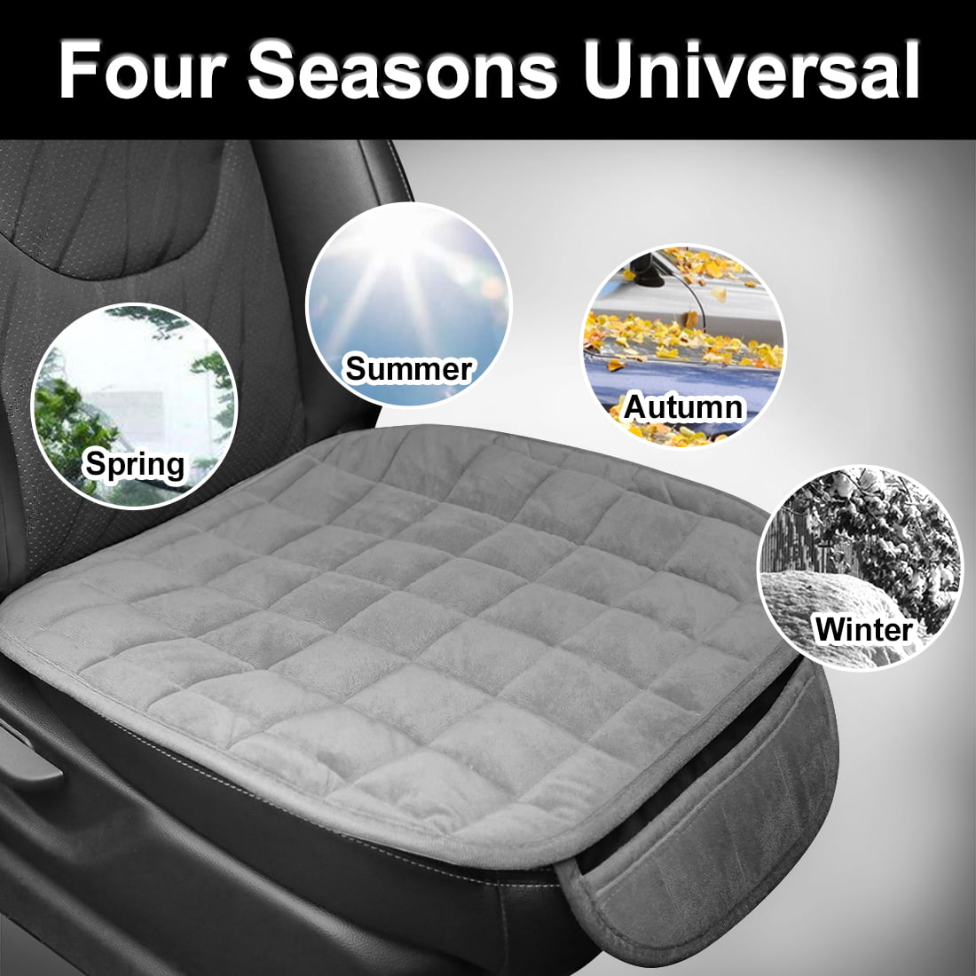 Unique Bargains 2pcs Front Car Seat Cover Breathable Plush Gray
