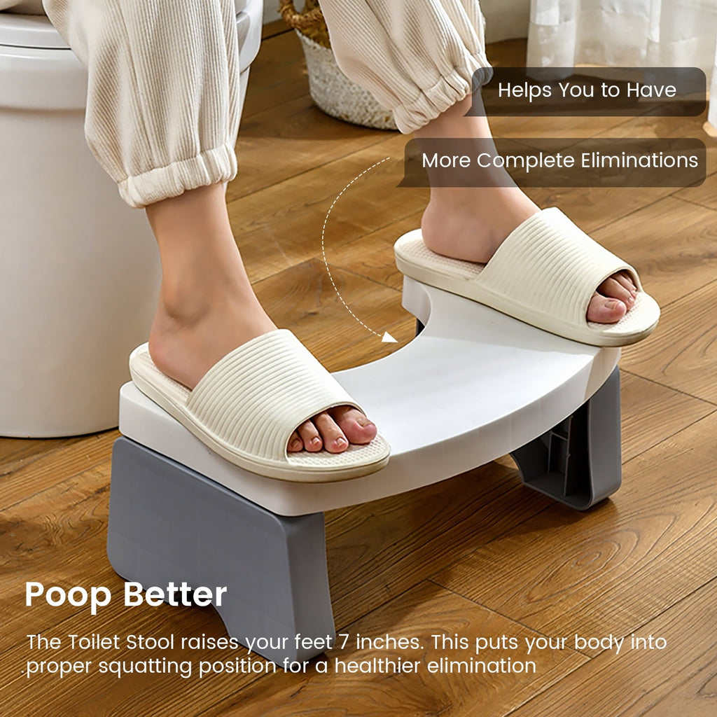 ALLJOY Squat Toilet Potty Stool Foldable Plastic Step Stool for Adults Kids Portable Collapsible Toilet Poop Foot Stool for Bathroom,7In