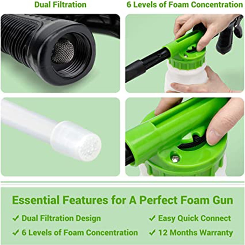 Swtroom Car Wash Foam Gun, Car Wash Soap Spray with 3/8 "Brass Connector, Double Filtration, Grade 6 Foam Concentration (Green)