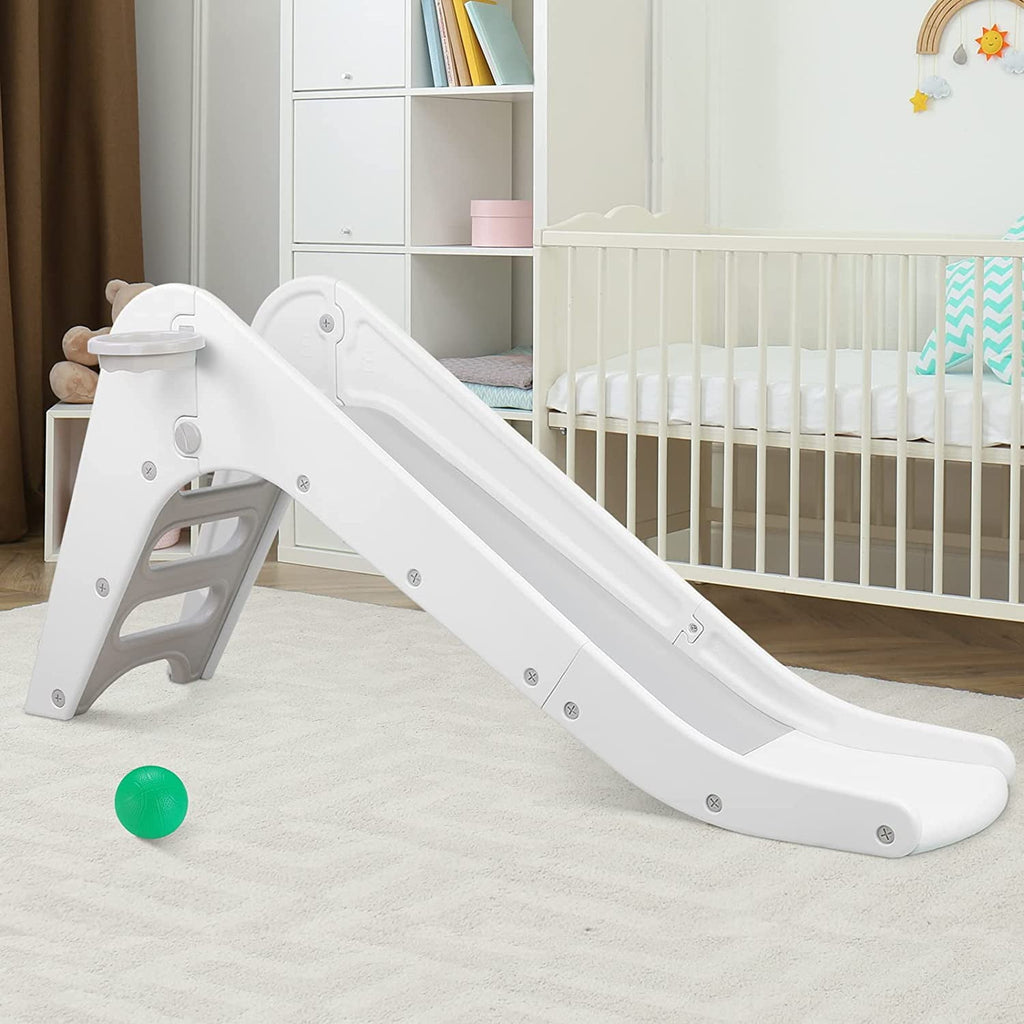 Arlopu Sturdy Kids Slide, Toddler Slide Play Climber with Basketball Hoop & Ball, Indoor Outdoor Playground Playset