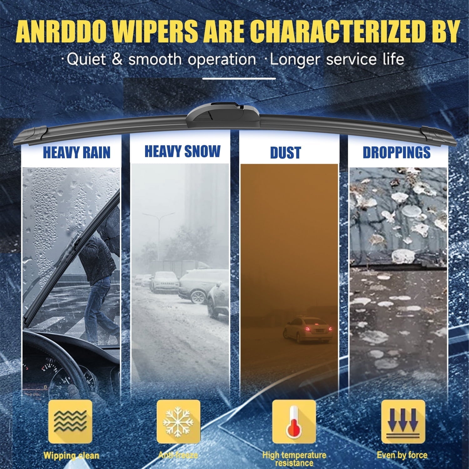 ANRDDO 3 Wipers Factory 26"+16"+12" for 2017-2022 Subaru Impreza 2018-2022 Subaru Crosstrek Original Equipment Replacement Front and Rear Windshield Wiper Blade