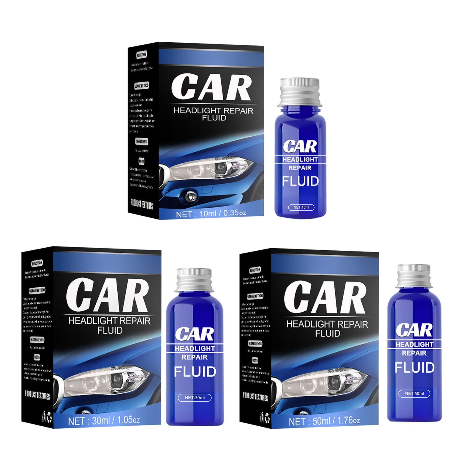 George Headlight Cleaner Headlight Kit Liquid Cleaning10/30/50ML Car Polish Renewals Headlight Cleaning Supplies Set Of Solution With Sponge CCoth