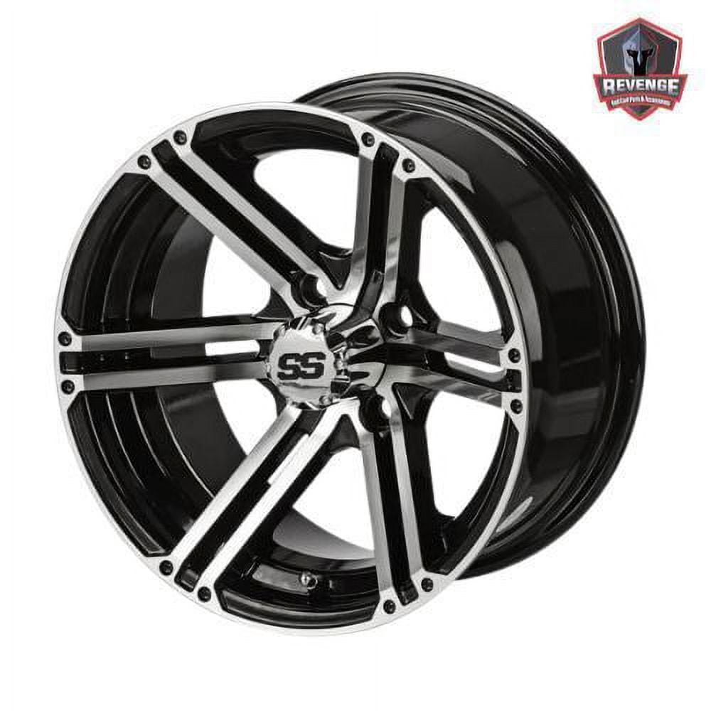 14" Yukon Machined Black Golf Cart Wheels on Tires Combo (23X10-14) Set of 4