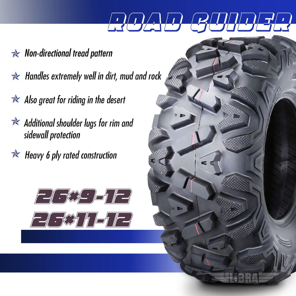 Set of 4 ATV/UTV Tires 26x9-12 26x9x12 Front 26x11-12 26x11x12 Rear 10277/278