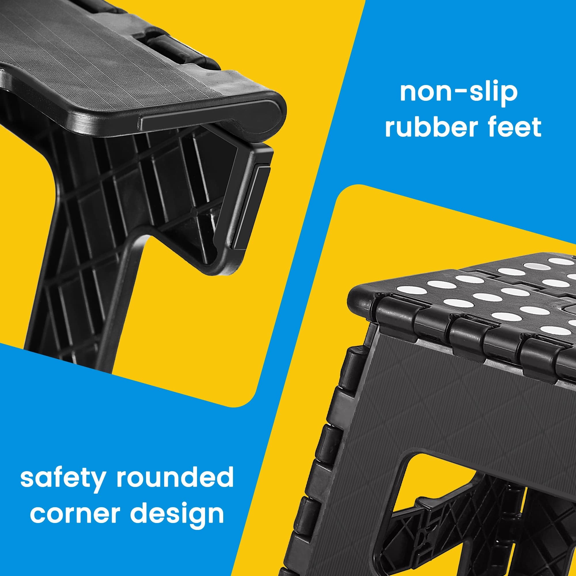 ACSTEP Folding Step Stool 9'' Tall Kids Step Stool Plastic Step Stools with Non-Slip Surface - Black