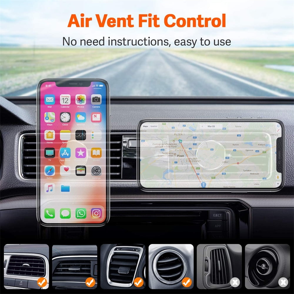 DKLGG Phone Car Holders, Cell Phone Car Holder Universal Magnetic 360°Rotation Car Vent Phone Cell Holder for All Smartphones, Silver