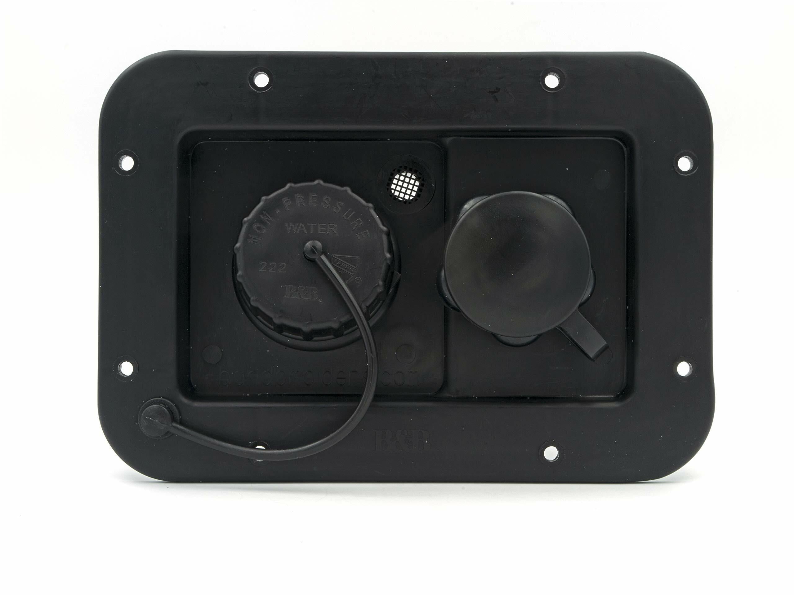 Thetford | B&B Molders RV 6" City/ Gravity Water Hatch with Plastic Check Valve, Black, 94223