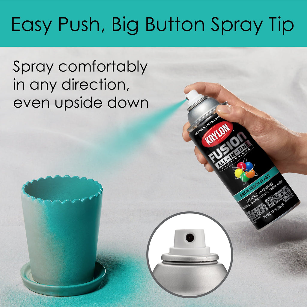 Krylon K02731007 Krylon Fusion All-In-One Beach Glass Satin 12 oz Spray Paint, Multi-Surface, (1 Piece, 1 Pack)