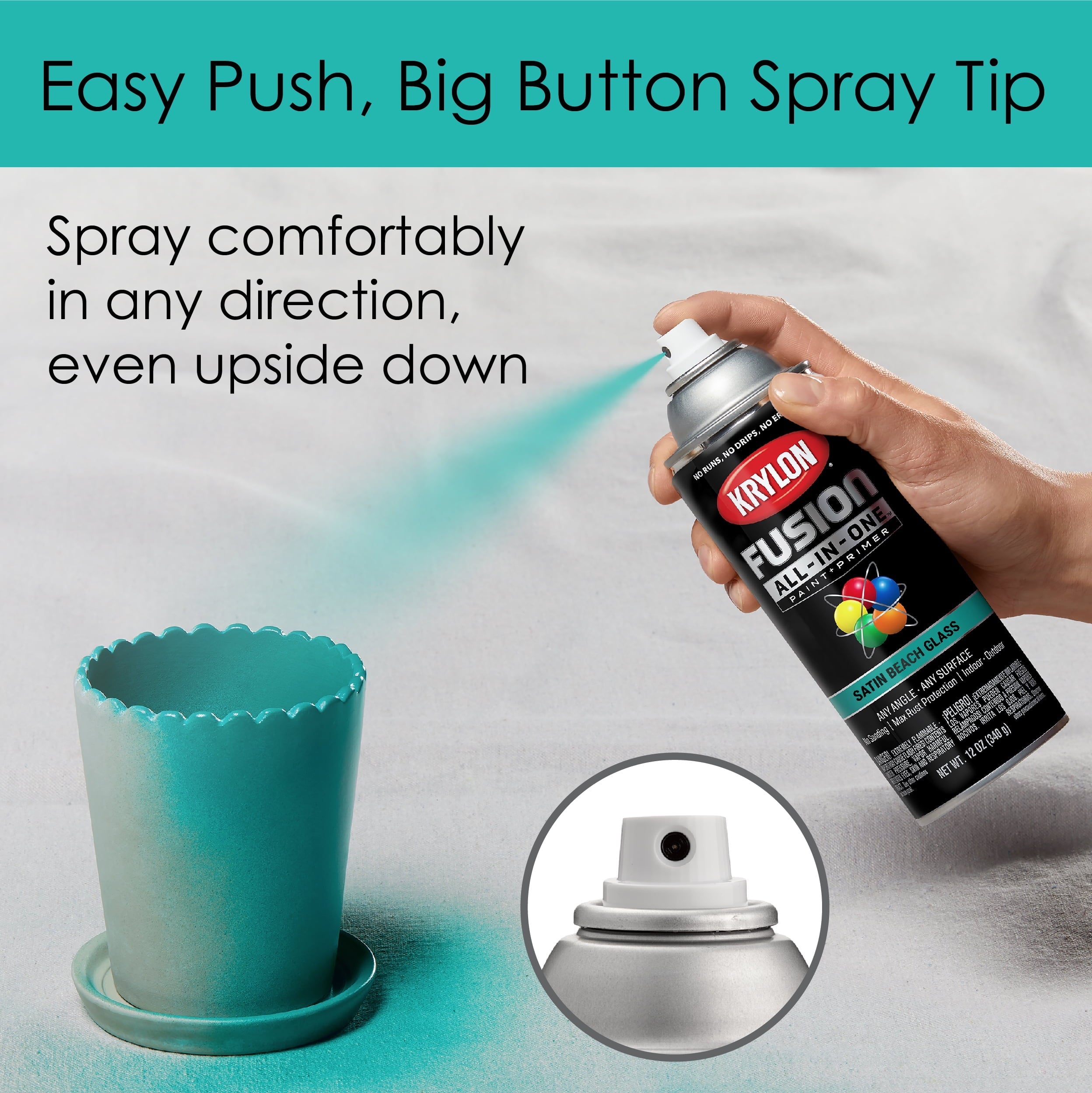 Krylon K02731007 Krylon Fusion All-In-One Beach Glass Satin 12 oz Spray Paint, Multi-Surface, (1 Piece, 1 Pack)