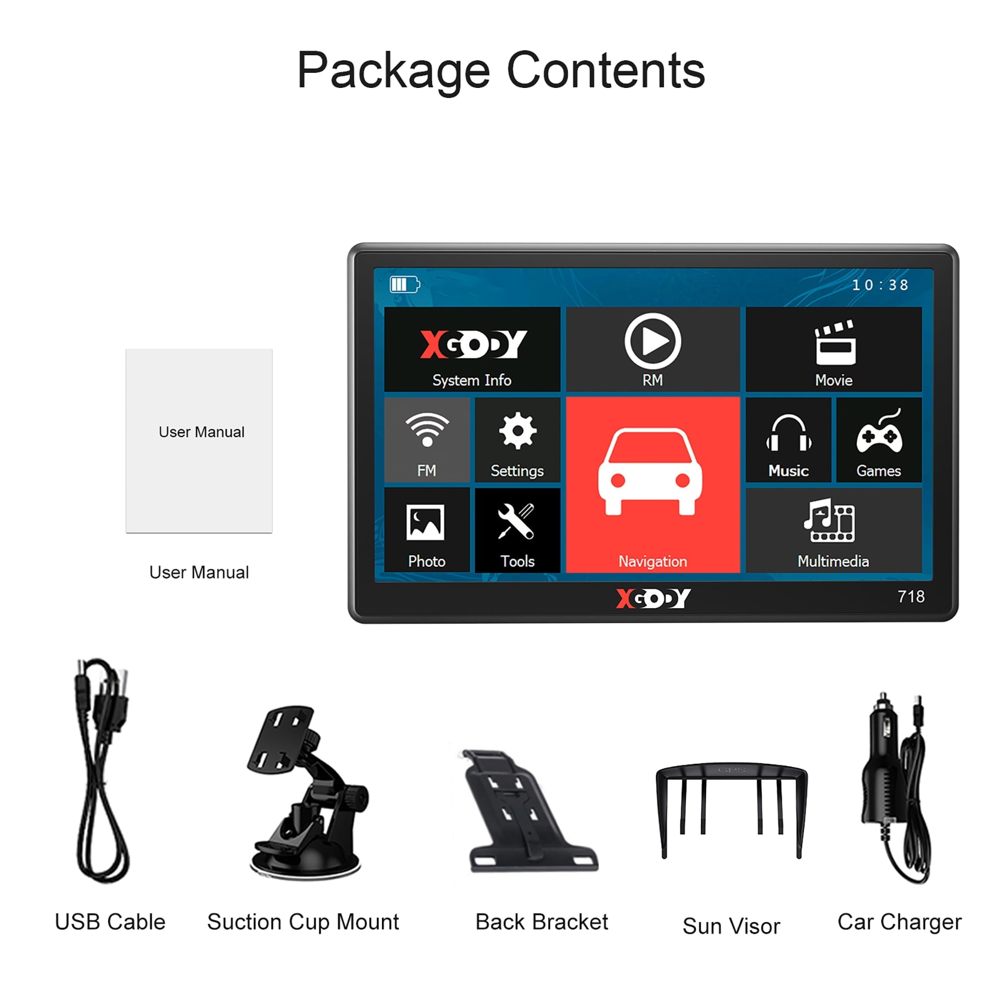 XGODY 7 inch GPS Navigation for Car 2023 Maps Free Lifetime Map Update Sat Nav GPS for Car Truck GPS Navigator with Voice Guidance Speed Camera Warning