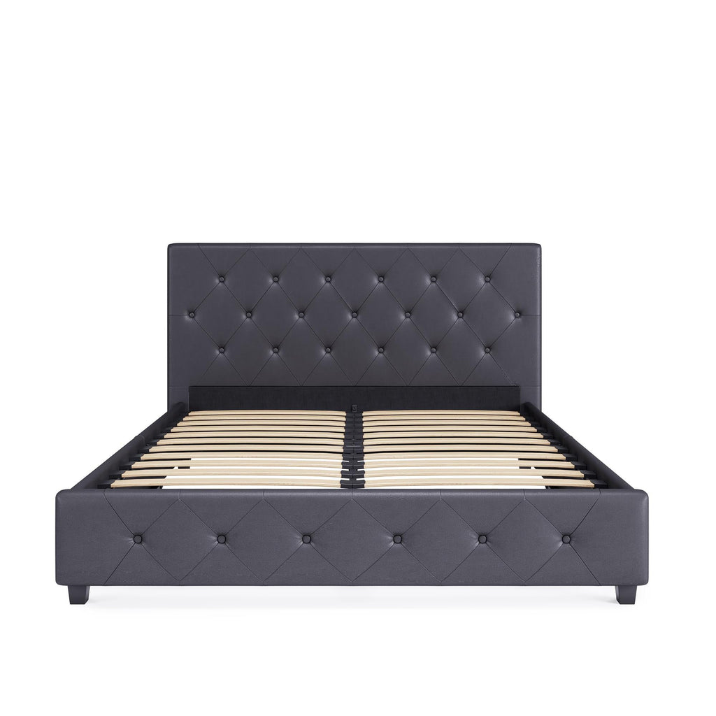 DHP Dakota Upholstered Platform Bed, Queen, Gray Faux Leather