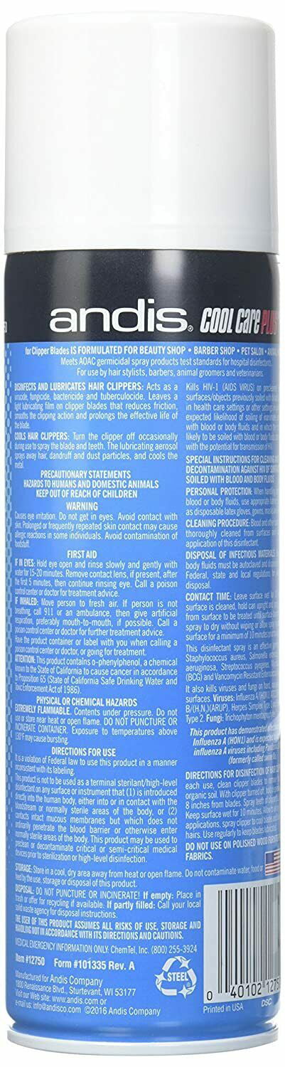 Andis Cool Care Plus 15.5 Oz Spray For Clipper/Trimmer 5 in 1 Lubricant Cleaner
