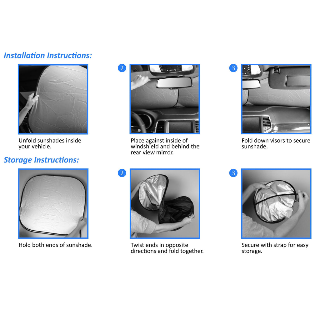 Genuine Dickies Universal Auto Twist Sunshades, Smoke Charcoal, Pack of 2, 3002990