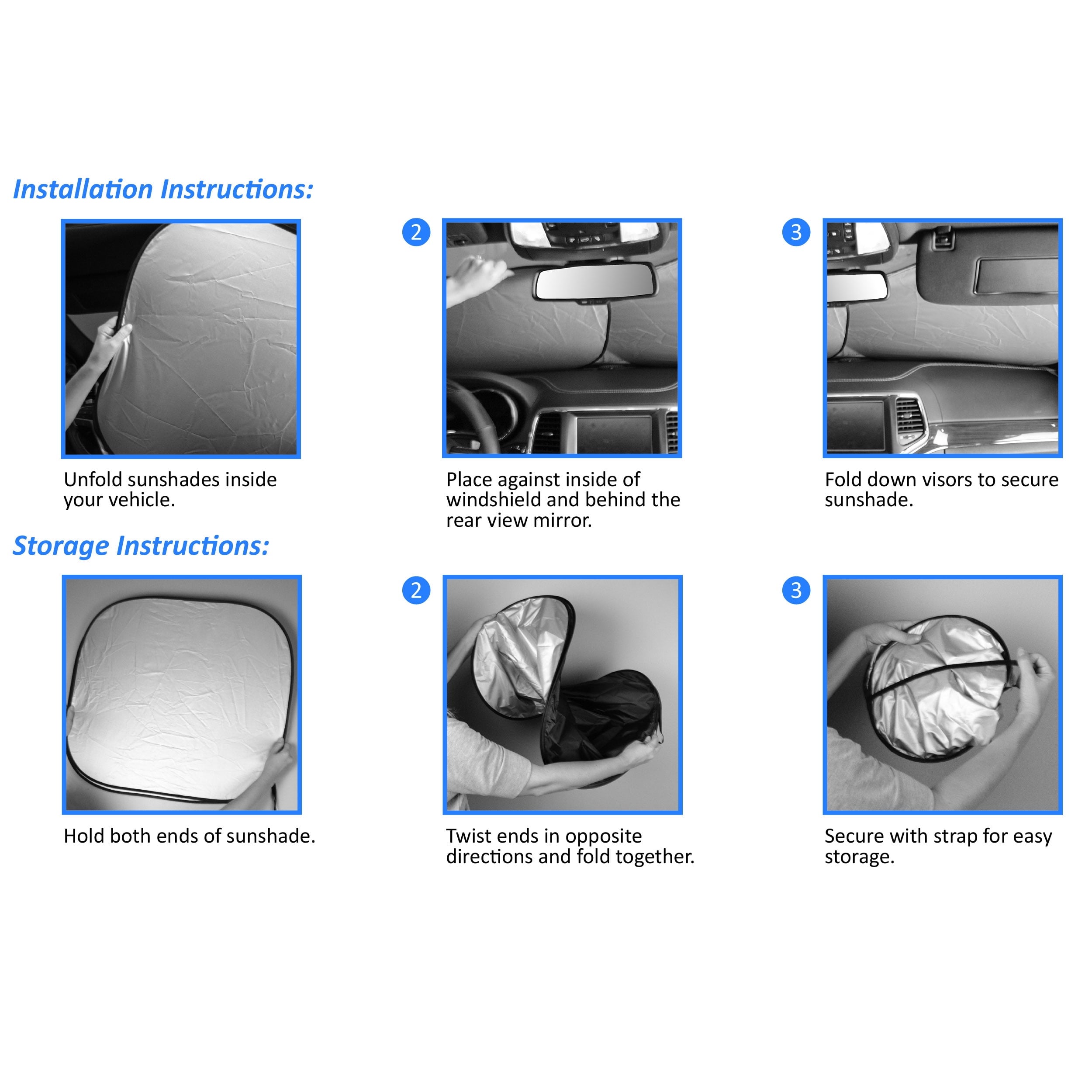 Genuine Dickies Universal Auto Twist Sunshades, Smoke Charcoal, Pack of 2, 3002990