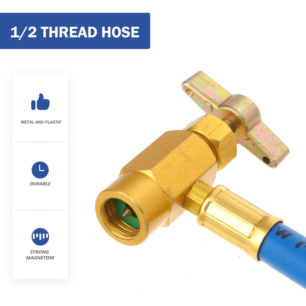 Car AC Refrigerant Charge Hose Kit Recharge Hose with Gauge,A/C 1/2 Recharge Measuring Kit Can Tap Air Conditioning Pressure Gauge