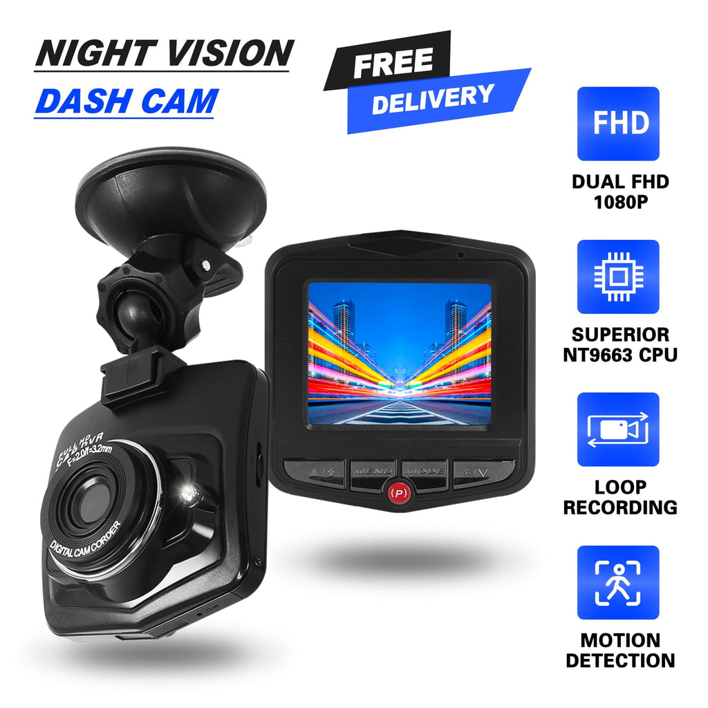 Dashcam Car Camera with 2.4" LCD Screen, 1080P HD Car Automotive Dash Cam Front Rear Driving Recorder WDR for Car Truck SUV, Night Vision, Loop Recording, Motion Detection, G-sensor