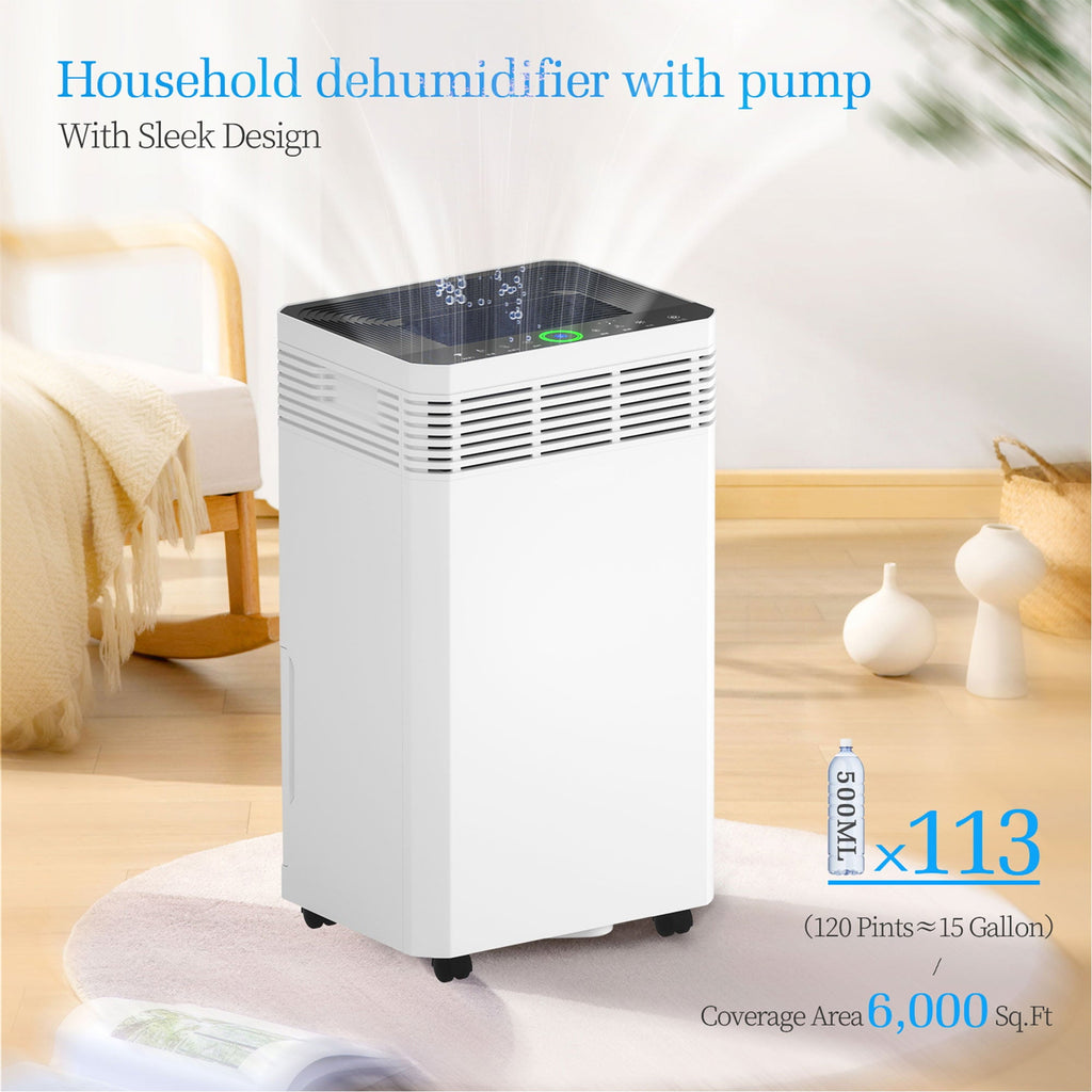 HUMSURE Dehumidifier 8,000 Sq Ft 90 Pint Commercial Home Dehumidifier with Pump, Basement High Capacity Dehumidifier with Drain Hose, Smart Humidity Control, Moisture Removal 120 Pints (95 "F, 95% RH)