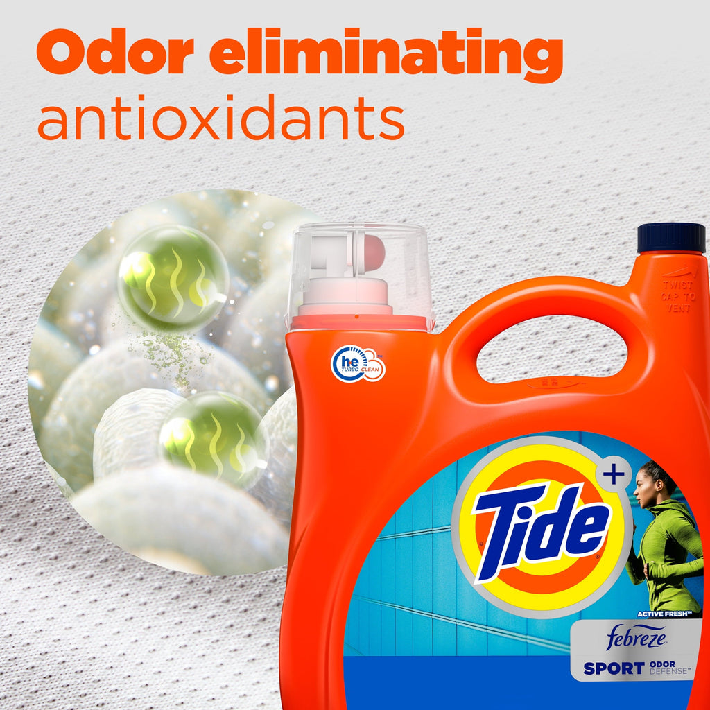 Tide Plus Febreze Sport Odor Defense Liquid Laundry Detergent, 154 fl oz, 100 Loads