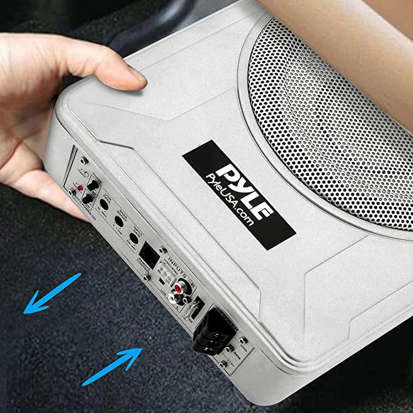 Pyle 8-Inch Low-Profile Amplified Subwoofer System - 600-Watt Compact Car Subwoofer W/ Built in Amp