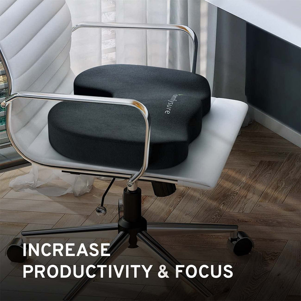Memory Foam Seat Cushion with Removable Microfiber Cover - Coccyx, Tailbone, Sciatica, Lower Back Support and Pain Relief - Fits Most Office, Desk, Computer Chairs and Car Seats – by ComfySure