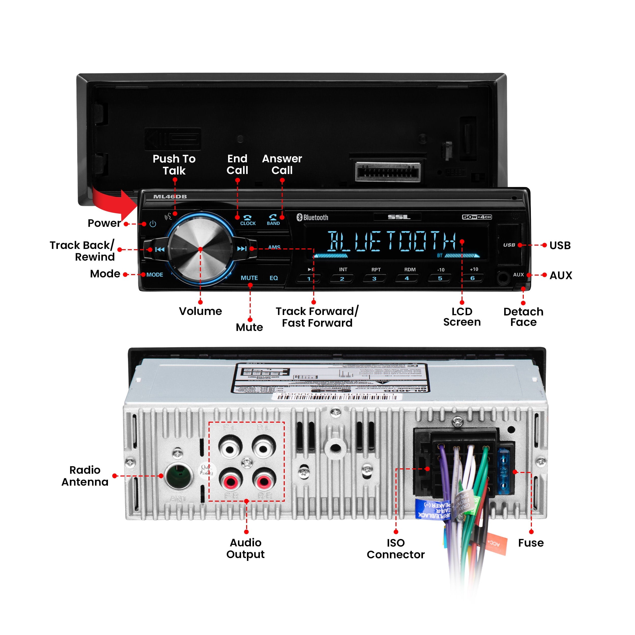 Sound Storm ML46DB Single Din Bluetooth Audio and Calling Car Stereo System