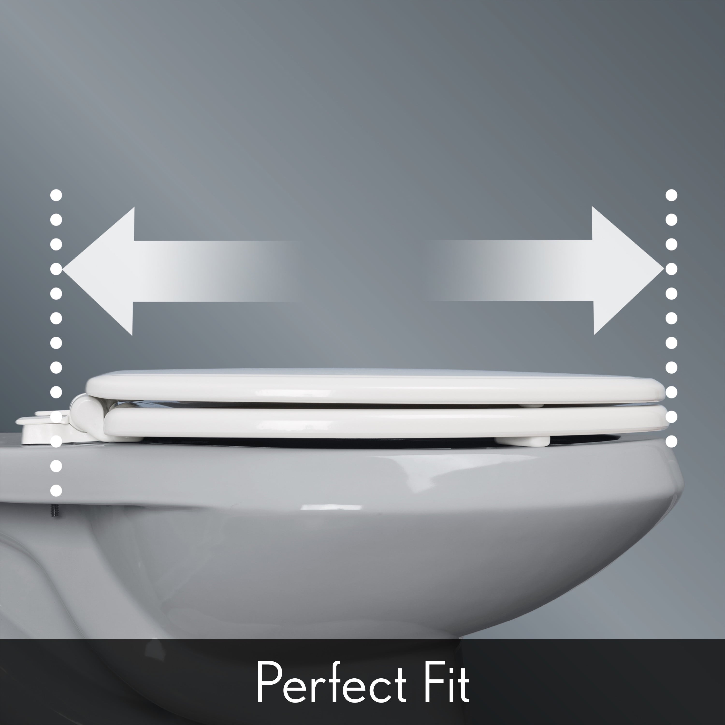 Mayfair Lannon Slow Close Elongated Enameled Wood Toilet Seat in White Adjustable and Never Looosens