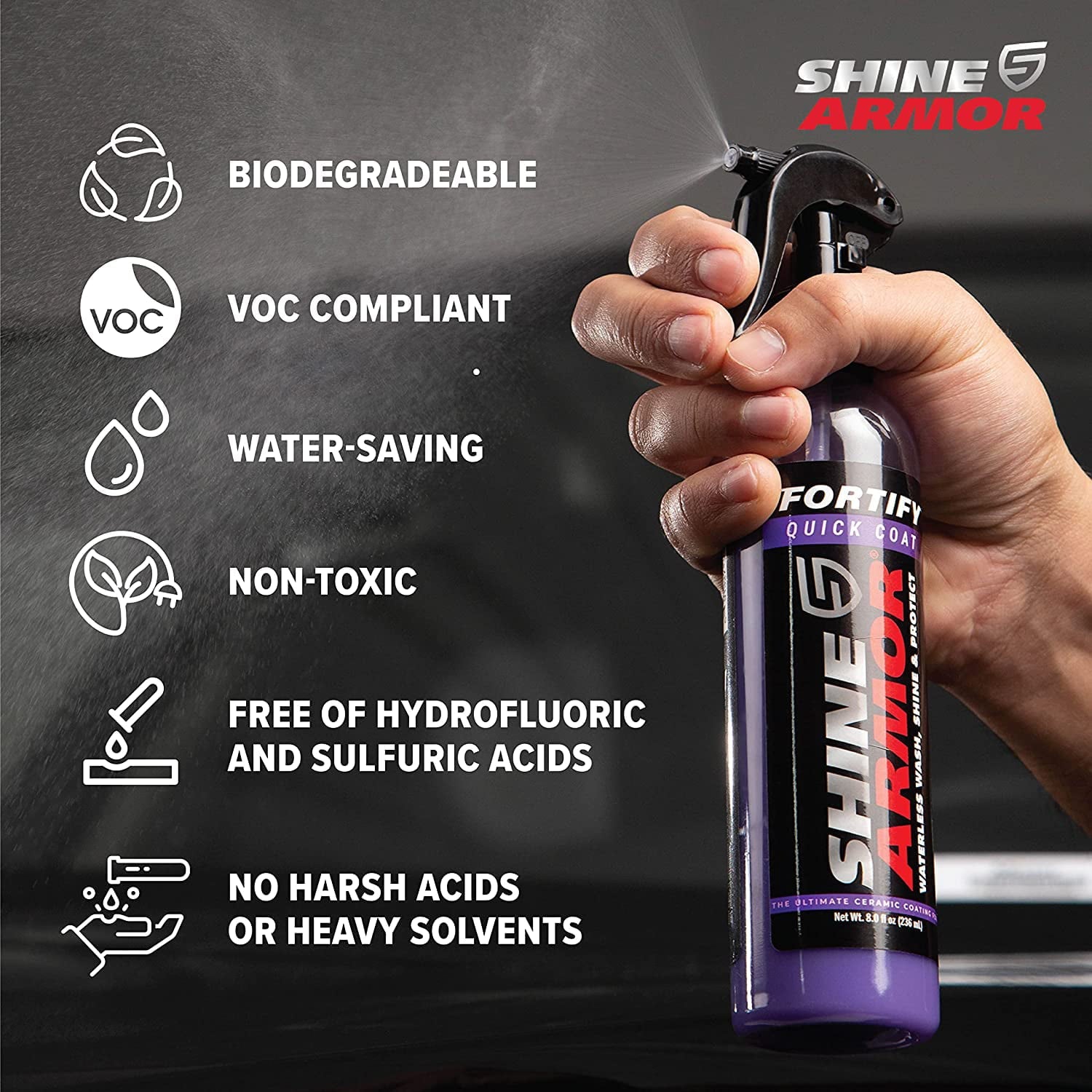 Shine Armor Hydrophobic Ceramic Car Coating Fortify Quick Coat 6.4 oz.