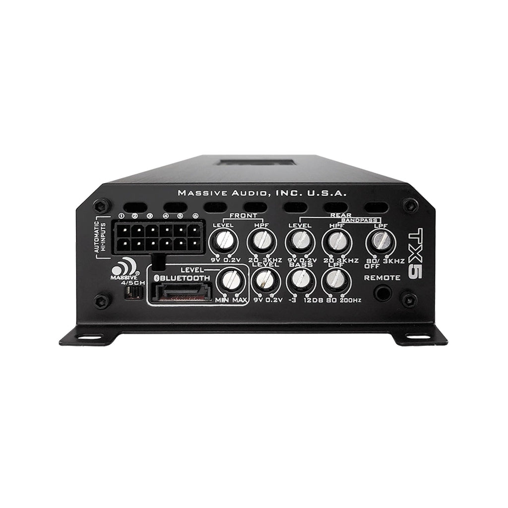 Massive Audio TX5 Trident Series Powersports 120-Watt-RMS X 4 + 300 Watts At 2 Ohms 5-Channel Class AB Marine Amp With Bluetooth