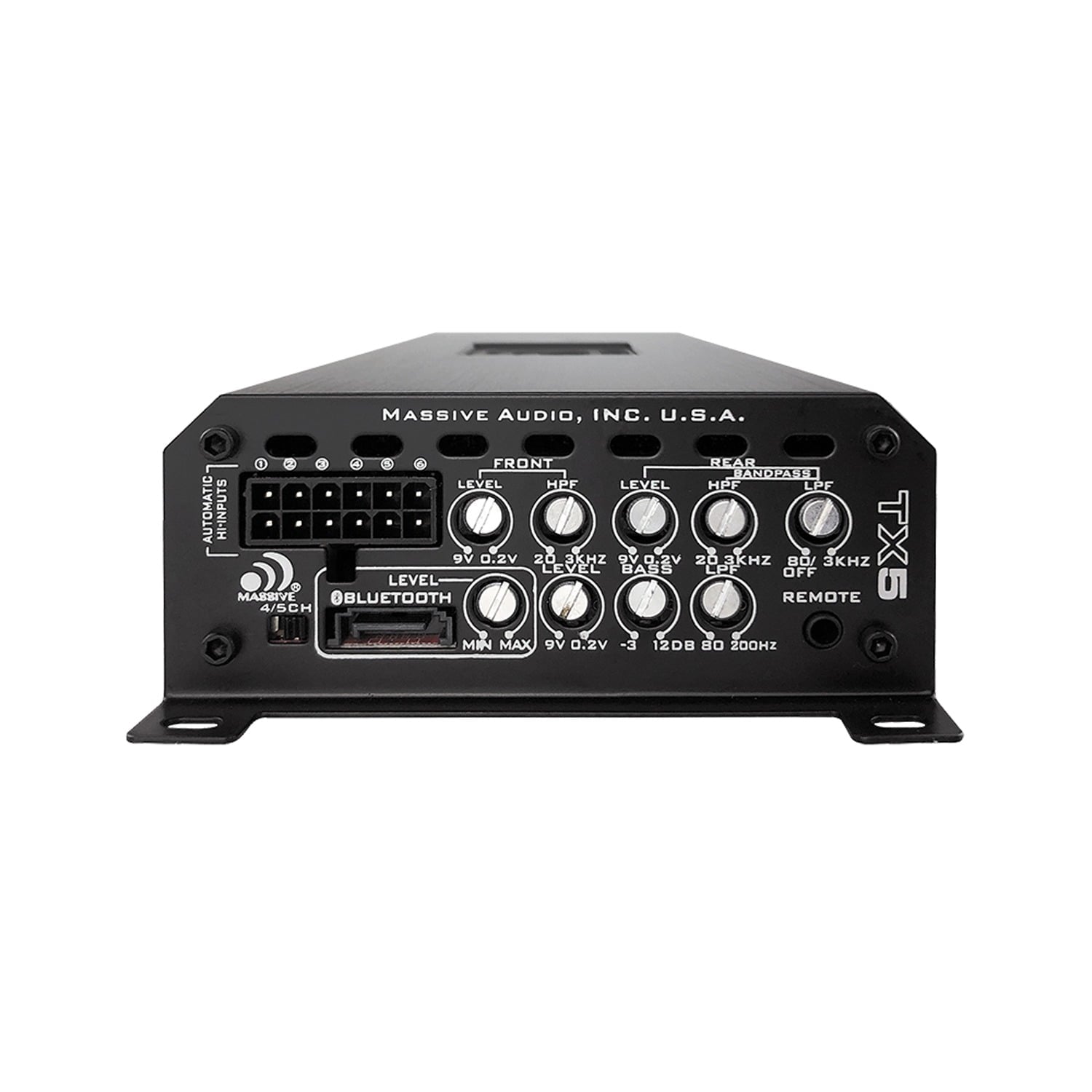 Massive Audio TX5 Trident Series Powersports 120-Watt-RMS X 4 + 300 Watts At 2 Ohms 5-Channel Class AB Marine Amp With Bluetooth
