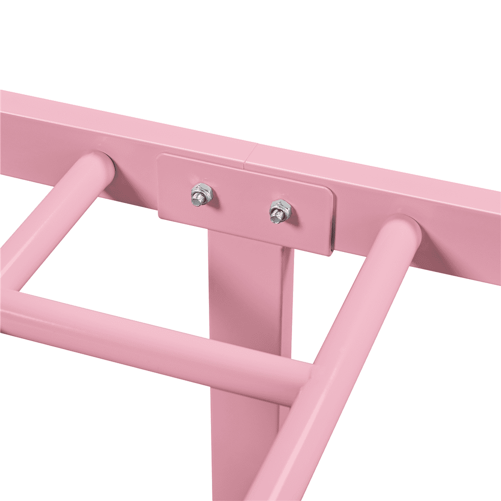 Easyfashion Jocelyn Modern Graceful Scroll Metal Platform Twin Bed,Pink