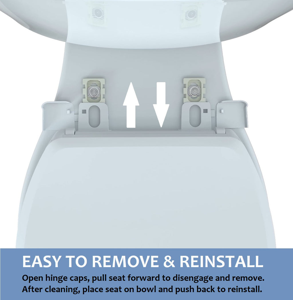 R&T B1130 Toilet Seat 400 pound Oval Plastic Toilet Seat Soft Close No Slam White