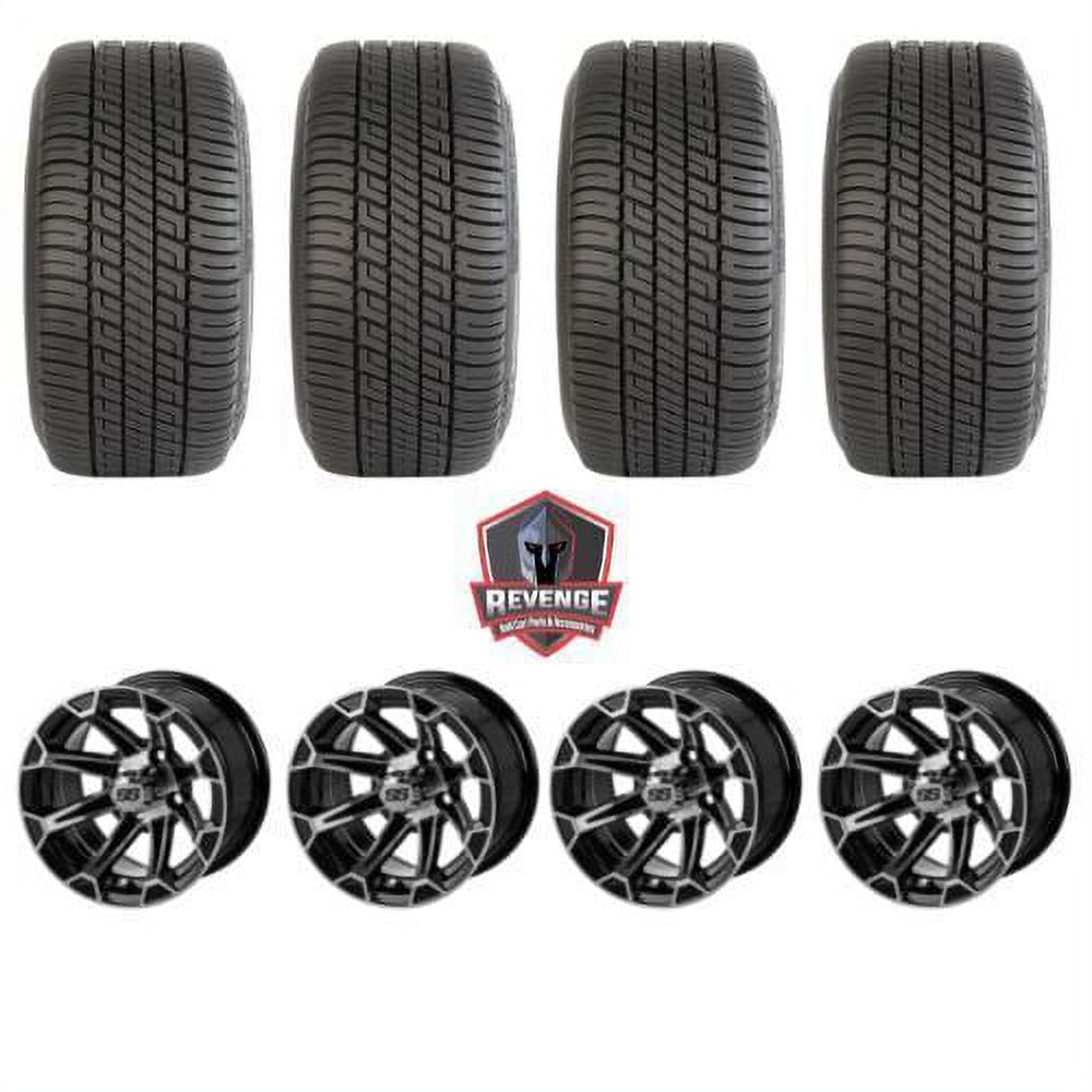 12" Viking Machined Black Golf Cart Wheels and Tires Combo (205/30-12) Set of 4