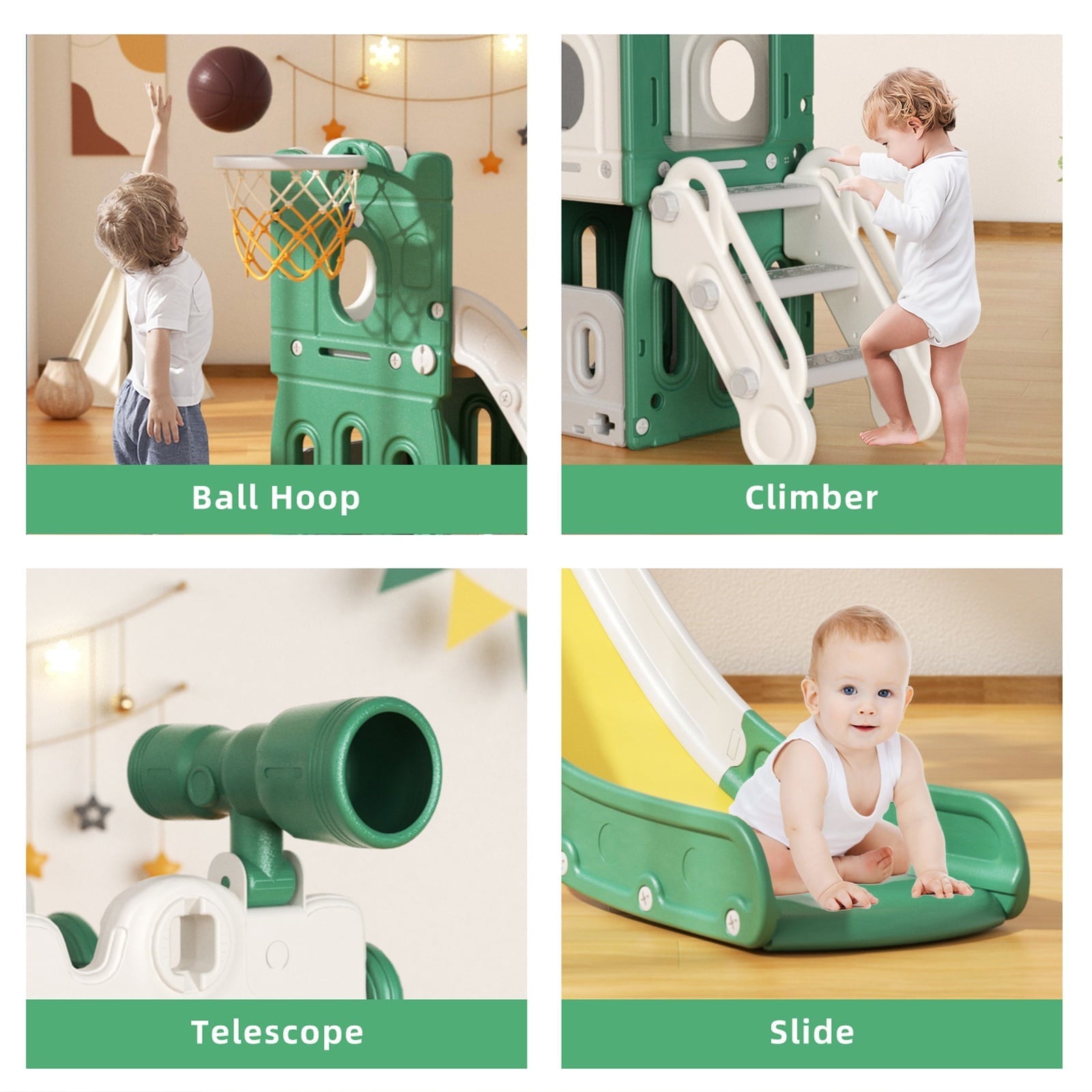 KORIMEFA Toddler Slide for Age 1-3 Outdoor Playset Indoor Playground Kids Slides for Backyard Baby Slide 6 in 1 Climber Slides