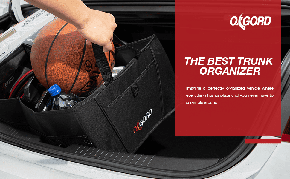 OxGord Auto Trunk Storage Organizer Bin with Pockets (10" Height, 15" Widht, Depth 21")