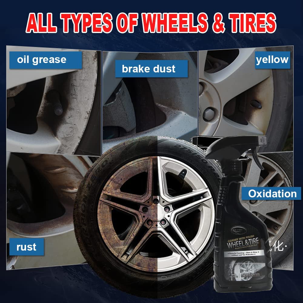 Air Jungles Car Wheel & Tire Cleaner 16.9 Oz, Brake Buster Wheel Cleaner, Aluminum and Chrome Wheel Cleaner, Acid-Free Wheel Cleaner Safe on All Wheel & Rim Finishes
