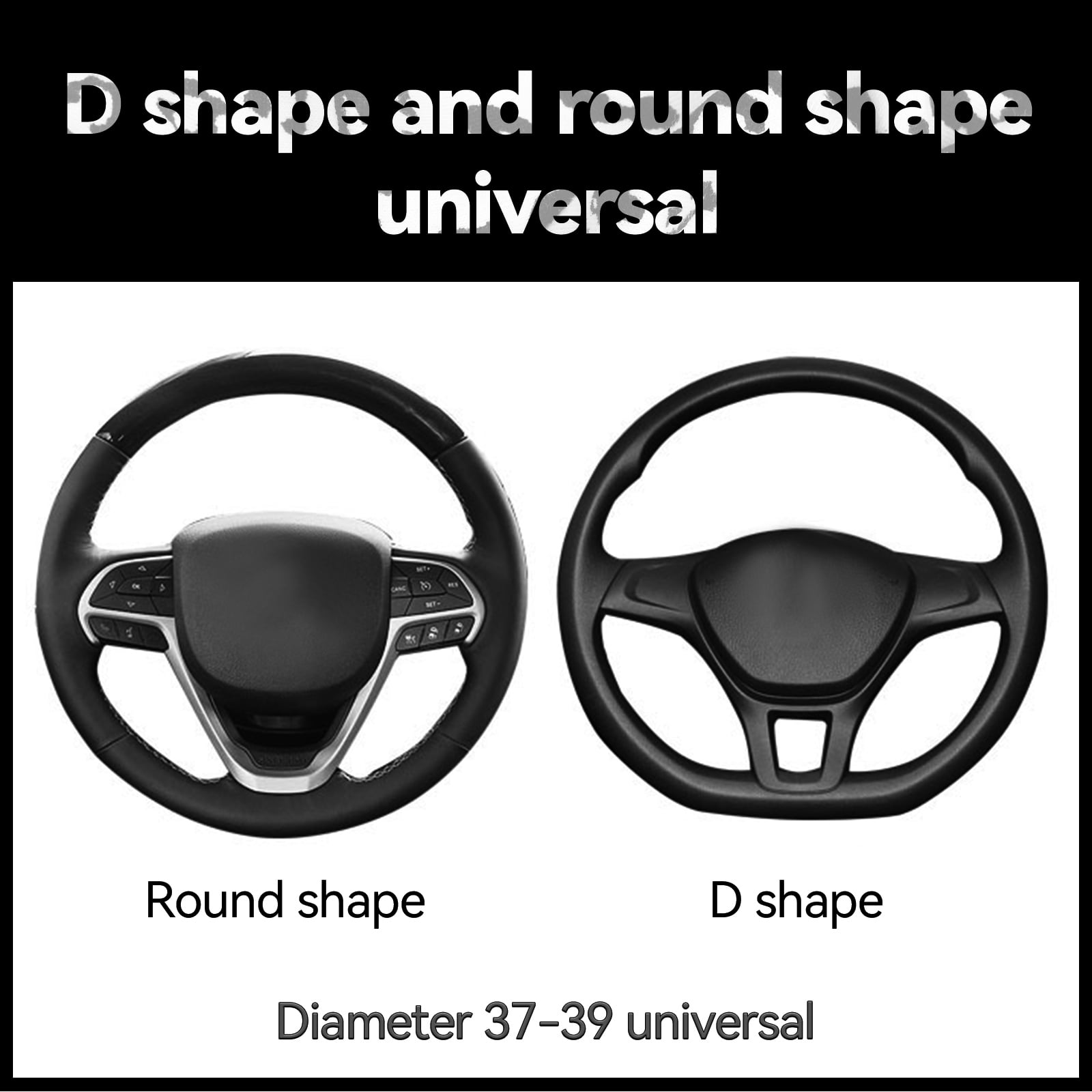 Checkered Plaid Soft Warm Fuzzy Auto Steering Wheel Cover Plush Universal Winter White-Black Fit for Truck, SUV, Cars