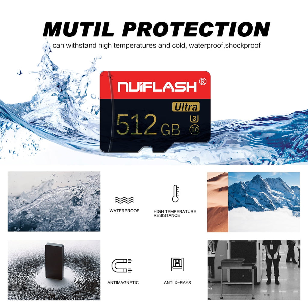 nuiflash 512GB Micro SD Card Class 10 Memory Card with a Adapter for Nintendo Switch, Android Smartphone,Digital Camera(Black&Red)