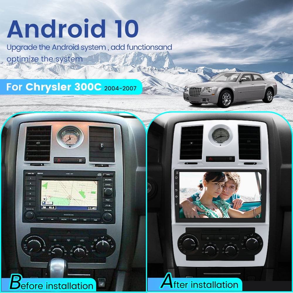 AWESAFE 9 Inch Car Radio Stereo for Chrysler 300C 2004-2011 Built in Apple CarPlay Andriod Auto Andriod system Touch Screen with Bluetooth WiFi FM Mirror Link GPS Navigation Split Screen SWC