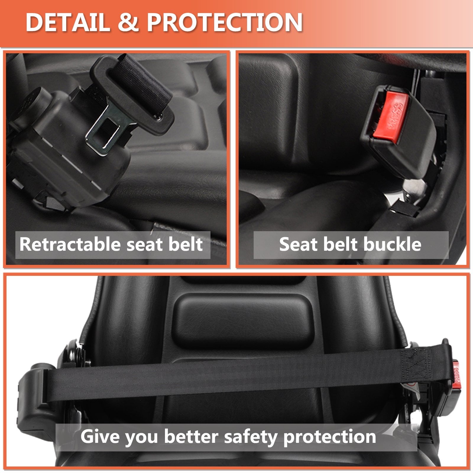 TICSEA Universal Heavy Duty Forklift Seat with Mechanical Suspension, Equipped with Adjustment Arm Rest, Seat Belt for Tractor Excavator Skid Steer